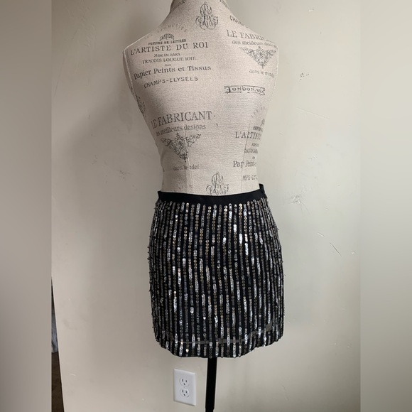 THEORY sequin 100% silk mini skirt sz 2 party evening event formal lined - Picture 6 of 16